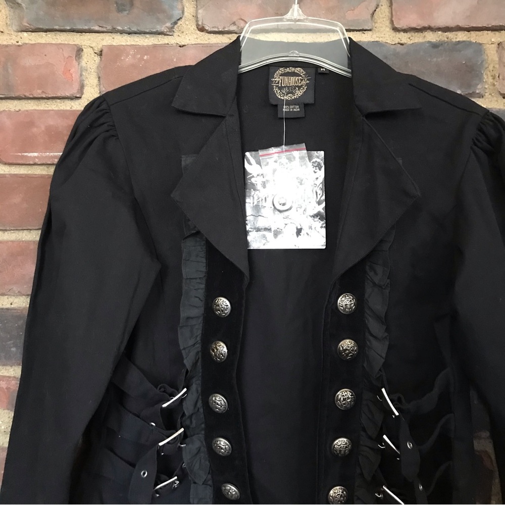 FUNHOUSE 90s y2k goth black parade marching band buckle jacket -medium